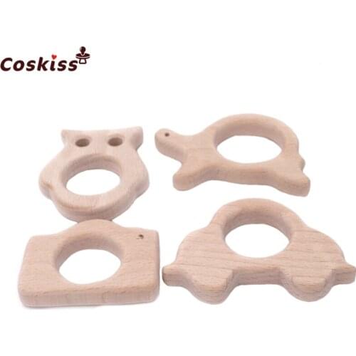 DIY Baby Teether Toys Organic Natural Beech Wooden Camera-Tortoise-Car-Owl Hand Cut Grasping Toys Baby Wooden Teether Gift