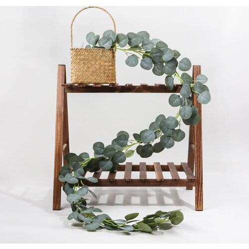 Simulation Eucalyptus Green Leaf Rattan Wedding Decoration Plant Vine Leaf Home Garden Decoration Green Vine Fake Plant Wall 2M