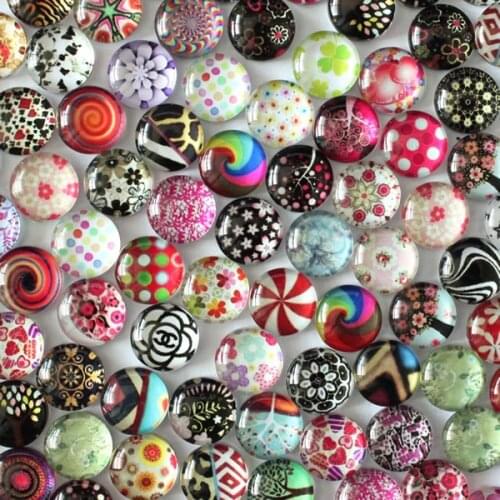 8mm 10mm 12mm 14mm 16mm 18mm 20mm Random Mixed Round Pattern Glass Cabochons Flatback Photo Dome Cameo Pendant Settings K02711