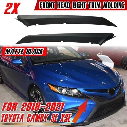 Matte Black Car Headlight Trim Strip Front Head Light Lamp Eyelid Cover Mouldings for Toyota Camry SE XSE 2018-2021