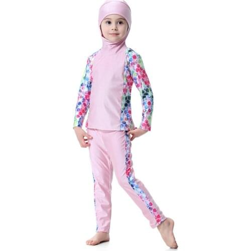 2019 New Burkini Womens Swimsuit Long Sleeved Girls Muslim Swimwear Kids Islamic Clothing Swimming Suit for Women Tesettur Mayo
