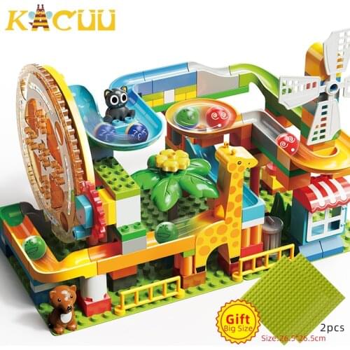 New Turntable Marble Race Run Blocks Big Size Building Blocks Funnel Slide DIY Figure Bricks Toys For Children Gift