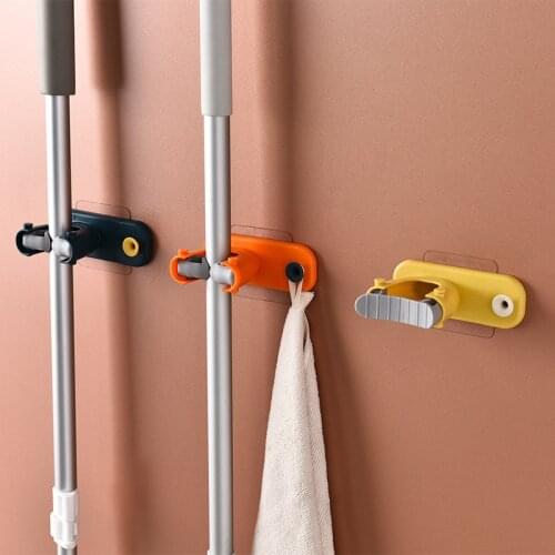 New Wall Mounted Storage Mop Organizer Holder No Hole hooks Broom Rack Kitchen Seamless Mop Hook For kitchen Bag Mounted hangers