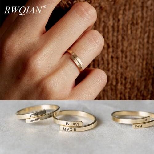 Personalized Ring Customize Engraved Two Name Three Colors Available Adjustable Rings for Women Jewelry Mom Bridesmaid Gift 2020