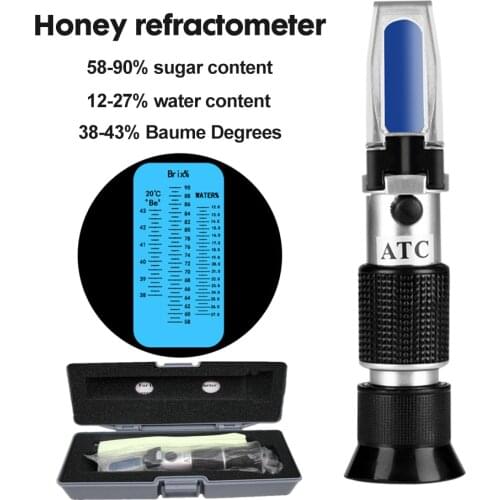 Honey Handheld Refractometer Brix 58-92% Sugar Content Beekeeping ATC Refraction Honey Concentration Meter with Box 50% off
