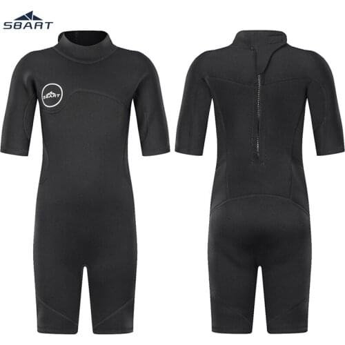 SBART Kids 2mm SCR Neoprene Swimsuit Baby Wetsuits Snorkeling Surfing Childrens Swimwear Short sleeve Elastic Diving Suits