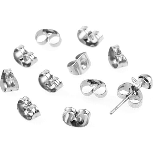 300pc/lot 6*4mm stainless steel Earring Backs Stoppers Jewelry Making Accessories Stainless Steel Ear Plugging Blocked Wholesale