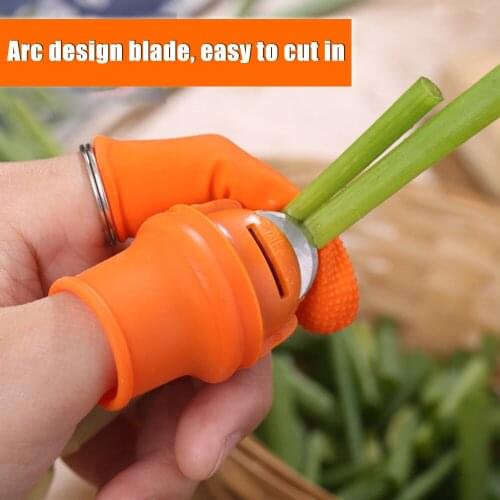 Silicone Thumb Knife Finger Protector Fingerstall with Blade For Vegetable Fruits Harvesting Knife Plant Scissors Garden Gloves