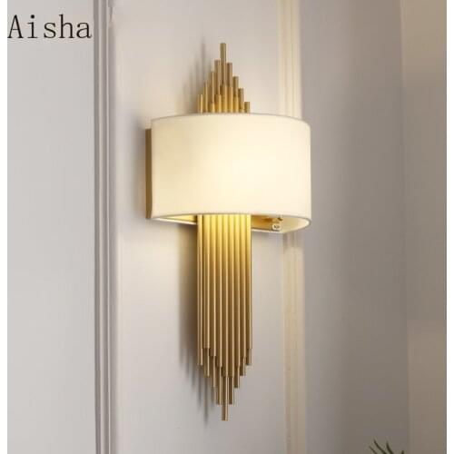 Modern Fabric Wall Lamp Luxury Golden Wall Lamp Restaurant Bedroom Coffee Shop Background Outdoor Lighting Light Furniture