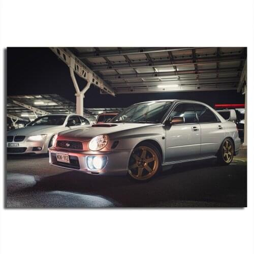 Subaru Impreza WRX STi Japanese Cars JDM Silver Car Posters Canvas Print Paintings Wall Decor Art Room Decorations