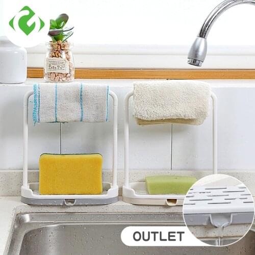 Mini Rag Drain Rack Kitchen Countertops Storage Racks Cleaning cloth Storage Organization Holders Punch free Double layer New