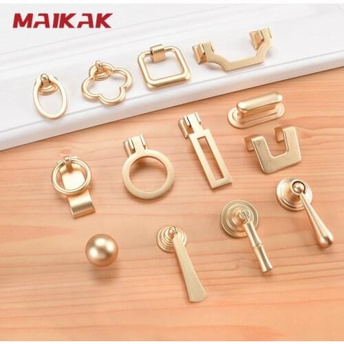 MAIKAK Vintage Gold Cabinet Pulls Zinc Alloy European Furniture Handle Kitchen Cupboard Handle Drawer Knobs Hardware