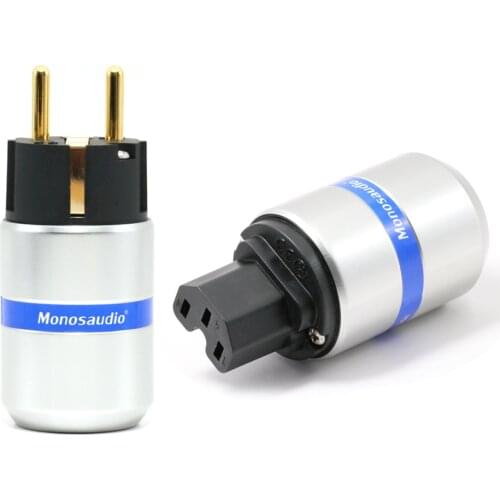 Pair Monosaudio hi-end Pure Copper EU Type power connector Schuko Power Plug for Hifi DIY power cable