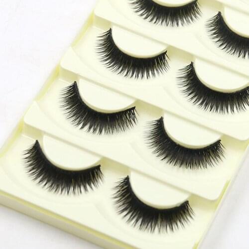 YOKPN New Thick Smoke Makeup False Eyelashes Short Paragraph Cotton Stalk Cross Naturally Lashes Tapered Messy Fake Eyelashes
