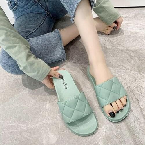 2021 Summer Women Slides Sandals Korean Candy Color Slippers Flat Non-slip Sandals Indoor outdoor Jelly Slides Shoes