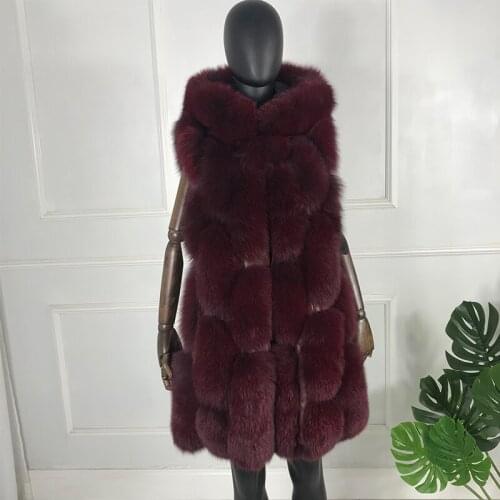 Vest Outerwear Jackets Waistcoat Women Real Fox Fur Long Coat Autumn Winter Warm Fashion High Quality