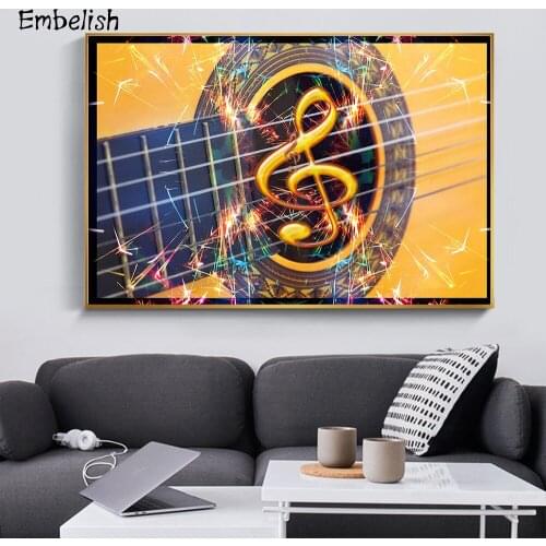 1 Pieces Large Size Music Note For Bar Home Decor Wall Art Posters For Living Room HD Spray On Canvas Oil Paintings Artworks