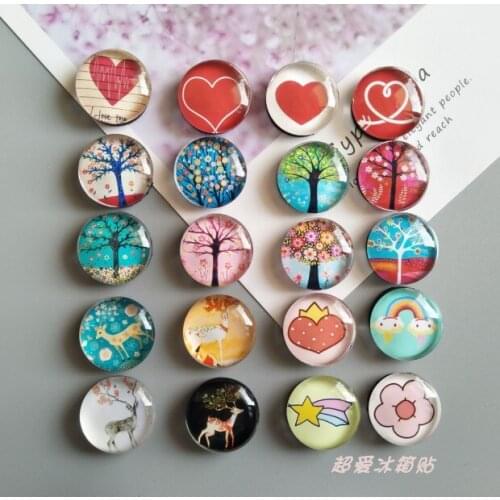 10 pieces a lot) Flowering tree deer moose crystal glass 25mm fridge magnet