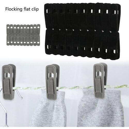 20pcs/set Artifical Velvet Flocked Non Slip Hanger Coat Clips Useful Clothes Clip Drying Racks Durable Eco-friendly Windproof