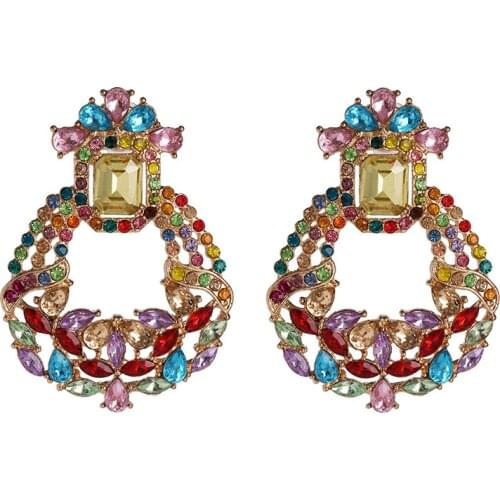 2020 Newest ZA Earrings Women Crystal Long Water Drop Earrings Female Indian Statement Large Dangle Earring Jewelry For Women