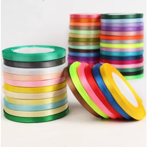 6mm 25 Yard/22meter Silk Satin Ribbon Wedding Decorative Gift Wrap Accessories DIY Handmade Materials
