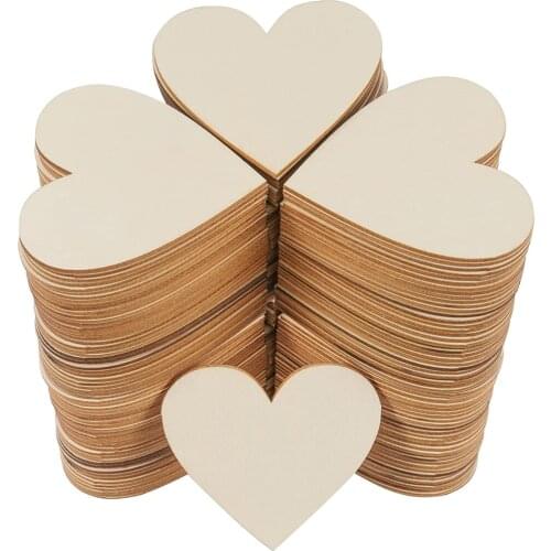 3-100Pcs Unfinished Wooden Hearts Blank Wood Slices 1cm-10cm DIY Crafts Wooden Circle Discs for Christmas Painting Wedding Decor