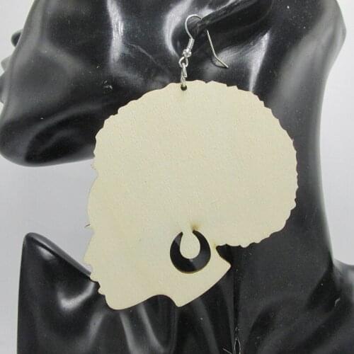 3 inch Laser Cut African Afro Head Wooden Earrings