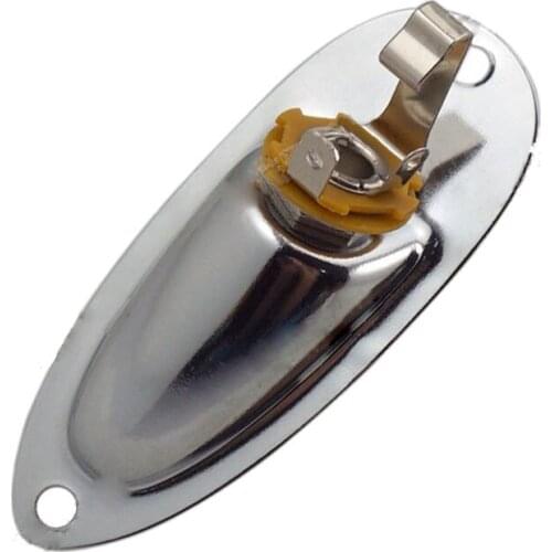 A0073 1 Piece Loaded Jack Socket Plate & Screws for Fender Strat Replacement, Silver