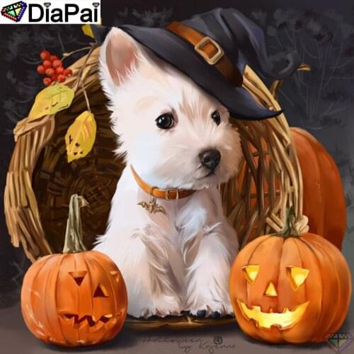 DiaPai 5D DIY Diamond Painting 100% Full Square/Round Drill "Animal dog pumpkin" Diamond Embroidery Cross Stitch 3D Decor A21982
