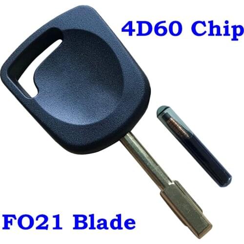 Car Transponder Key For Ford Fiesta Focus Mondeo Connect Transit 4D60 Glassy Chip Key fob Tibbe Blade BLUE TRANSPONDER COVER