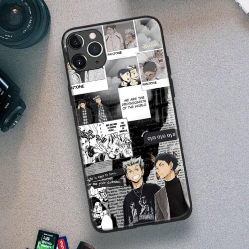 Bokuto and Akaashi Haikyuu!! Anime Soft TPU Glass Phone Case for IPhone SE 6s 7 8 Plus X Xr Xs 11 12 Mini Pro Max Samsung Redmi
