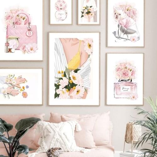 Flower Paris Perfume Bag Fashion Sexy Girl Wall Art Print Canvas Painting Nordic Poster Modern Decor Pictures For Living Room