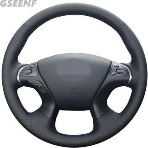 Car Steering Wheel Cover For Infiniti JX35 2013 M M25 M35 M37 M56 QX60 Q70 Nissan Black Hand-stitched Artificial Leather