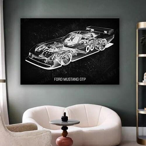 Ford Mustang Gtp Poster Sport Car ,Formula 1 Car, Canvas Poster Wall Art, Car Wall Poster, Gift for Christmas, Halloween, New Y