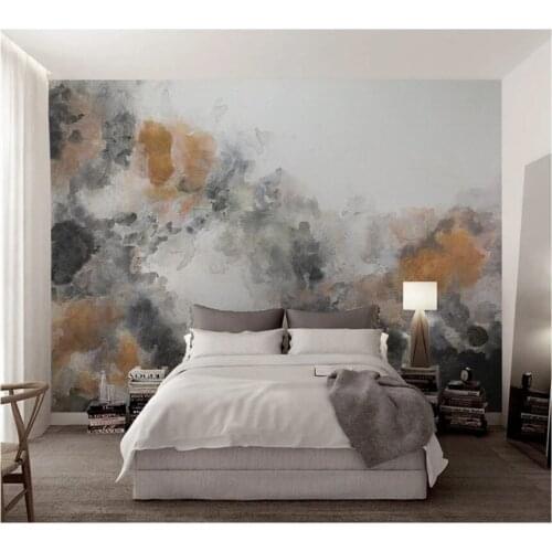 Xuesu Smoke texture watercolor artistic conception hand-painted wallpaper sofa bedroom custom mural 8D waterproof wall cloth