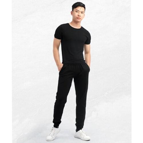 2021 New Hot Solid T-shirt sports suit couple Cotton casual running suit summer short sleeve +long Pant Sweatpants 2pcs
