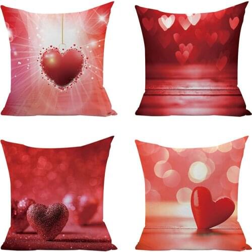 Valentines Day Colorful Cushion Cover Throw Pillow Case for Home Chair Sofa Decoration Square Pillowcases