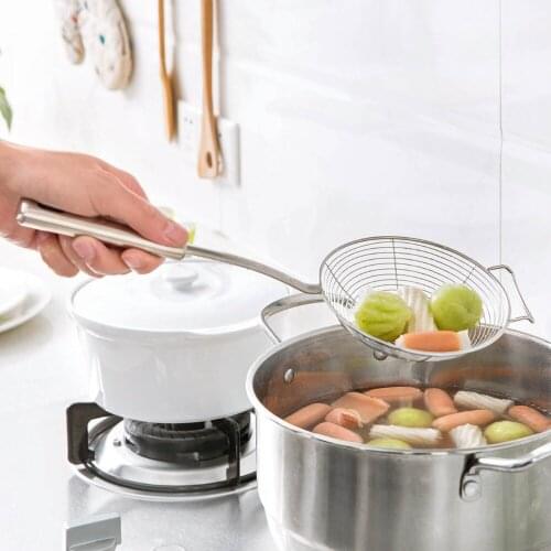 1PC Stainless Steel Kitchen Tools Hangable Oil Pot Strainer Ladle Skimmer Oval Fine Mesh For Food