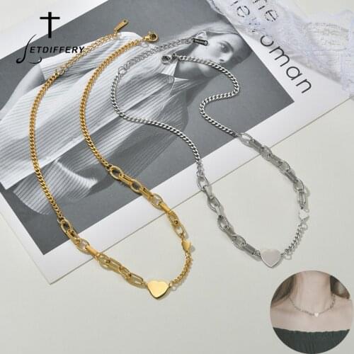 Letdiffery Fashion Heart Women Choker Silver Color Gold Color Stainless Steel Necklace Femme Jewelry Valentines Day Gift
