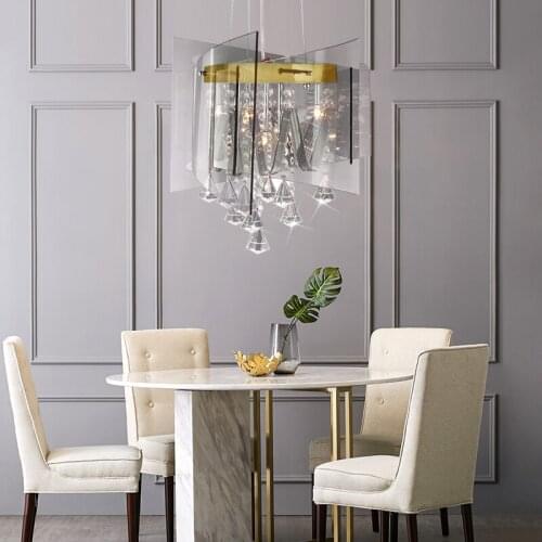 Small apartment living room lamp postmodern light luxury crystal chandelier restaurant lamp bar lamp glass chandelier