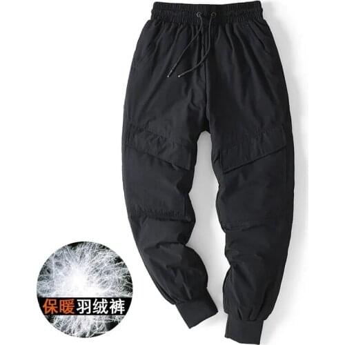 Men Duck Down Pants Winter Outdoor Warm Thick Sports Cotton Trousers Plus Size 5XL Casual Balck Sweatpants 2021 Calça Masculina