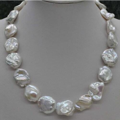 Natural Rare white 13-18mm Reborn Keshi cultured Pearl Necklace 18" 003