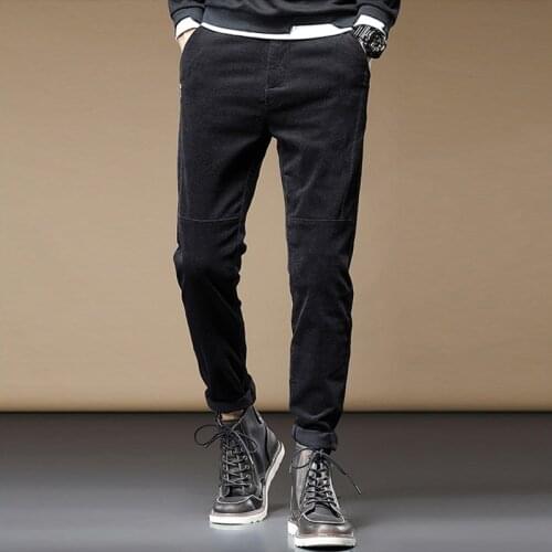 Autumn Winter Newly Designer Fashion Men Jeans Casual Corduroy Pants Men Korean Style Elastic Slim Fit Velvet Warm Trousers