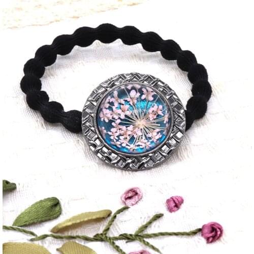 4pcs DIY Hair Band Headdress Ornament Accessories Hair Band for Tying Hair Band Circular Time Stone Base Support 20mm