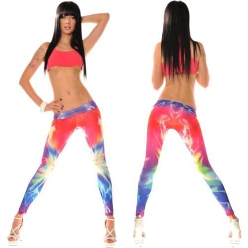 Sexy Colorful Leggings - 3S8439 Hot Girls Sexy Colorful Lightning Print Stretchy Leggings