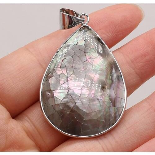 Natural Black Shell Pendant Fashion Water Drop Shape Pendant Charms For Making DIY Women Necklace Gift 30x50mm