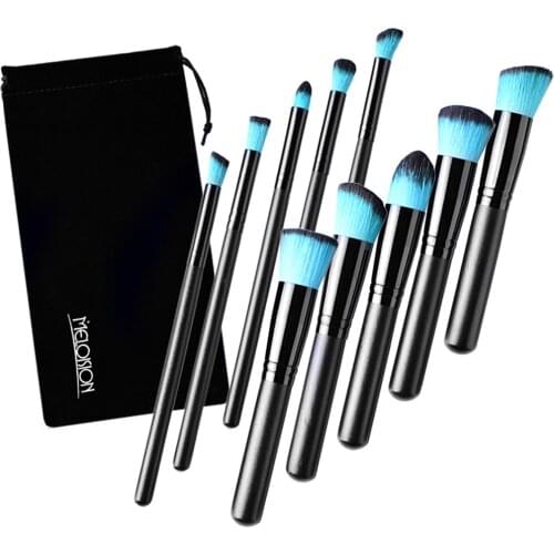 Pro 10 Pcs Makeup Brushes for Face Eye Cosmetics Premium Synthetic Hair With Brush Bag Organizer