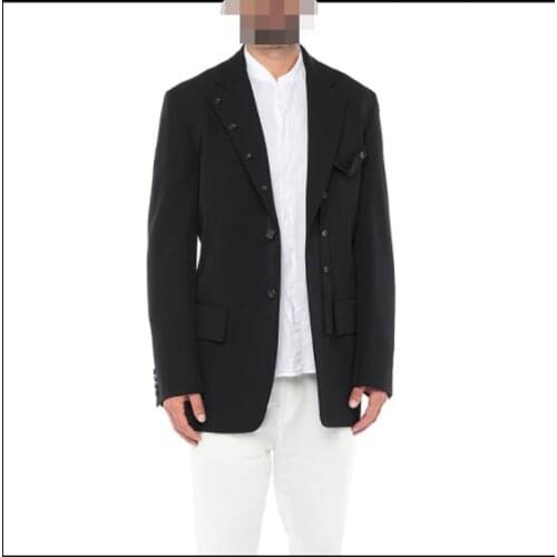 S-6XL!!2019 Mens casual suit button loose dark department designer