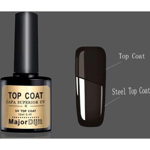 New Major Dijit Steel Top Coat 12ml Nail Art Gel Polish DIY Tips Soak off Base Foundation No Sticky Layer Non-cleansing Topcoat