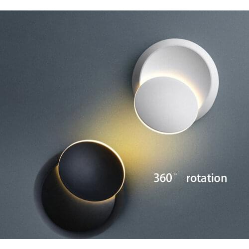 LED Wall Light Creative 360 Degrees Rotation Adjustable Bedside Lamp Bedroom Living Room Stair Light Home Li